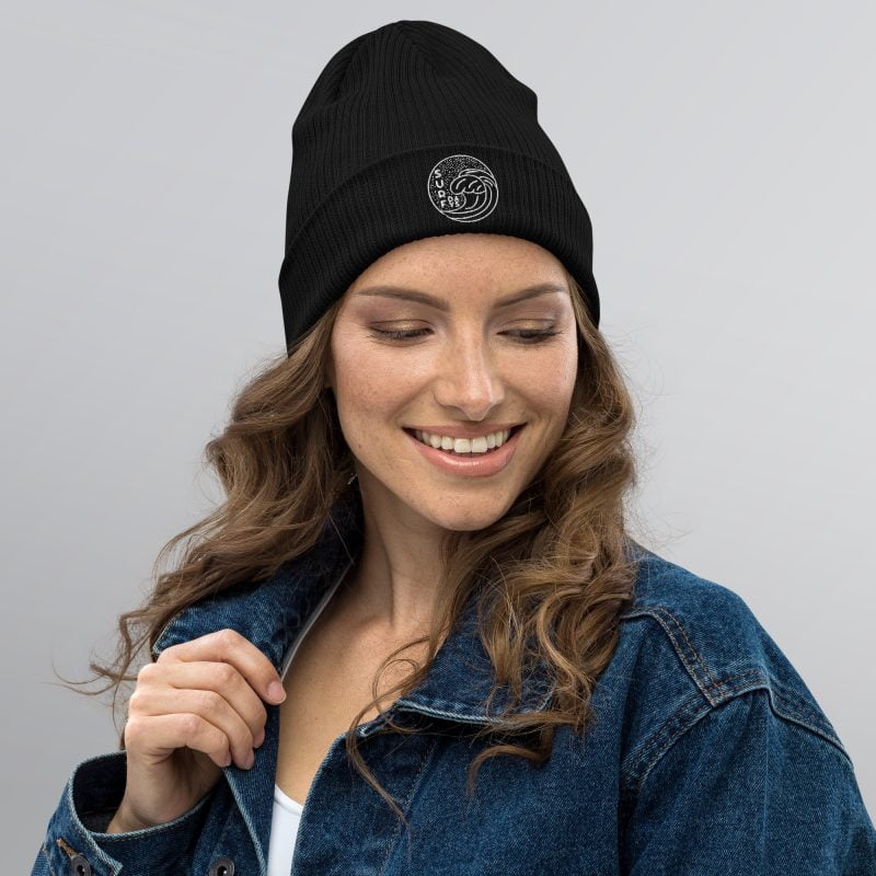 Organic ribbed beanie black front 64ccff488a139